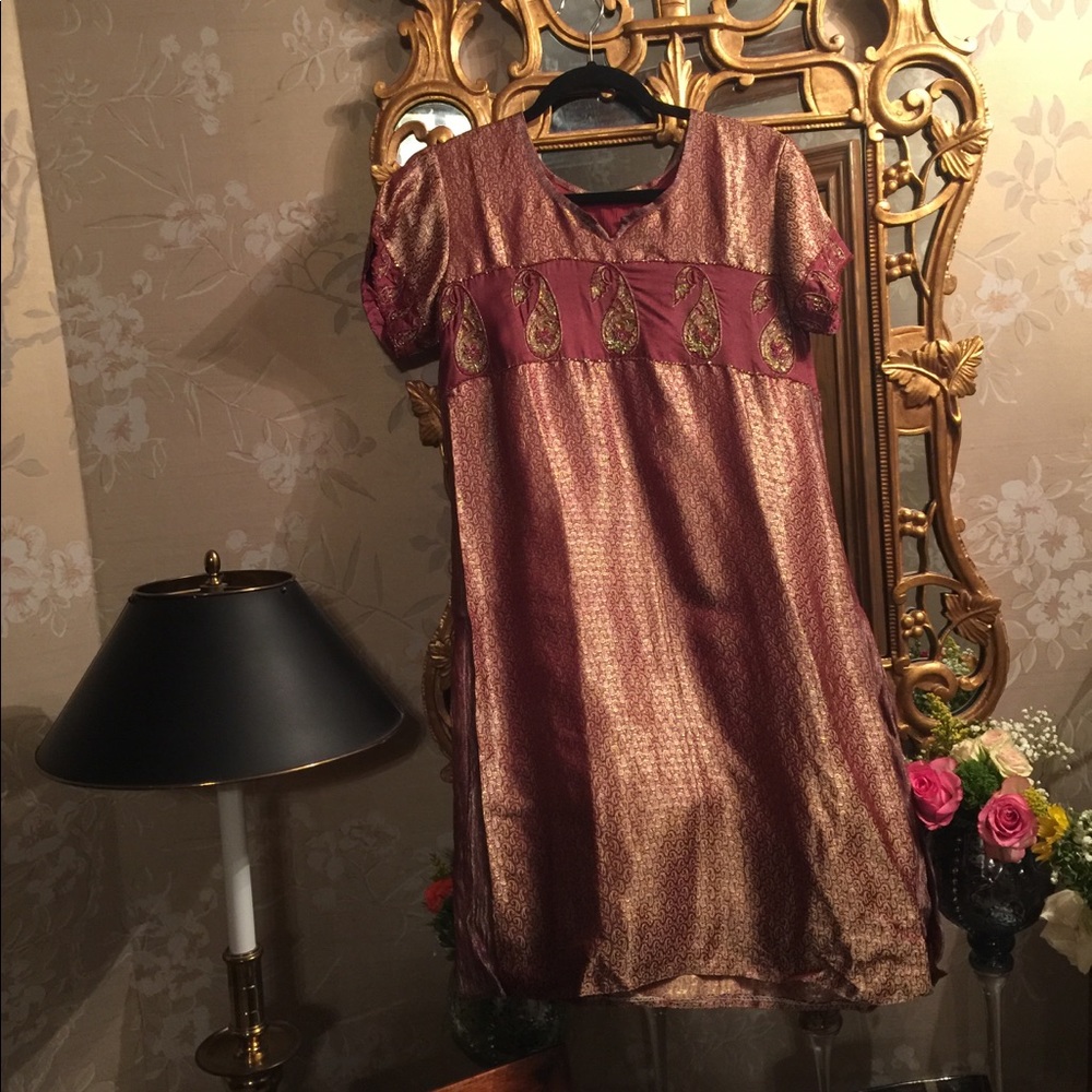 Tunic top Kurta pants india brocade banarasi silk